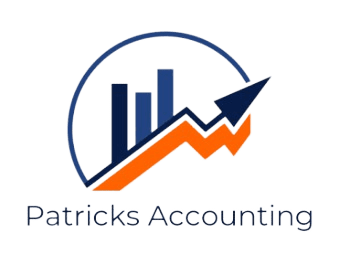 Patrick's accounting logo on a black background.